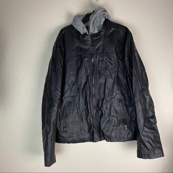 Levis Leather Hoodie Jacket 2 In 1 Size Large - Picture 1 of 11